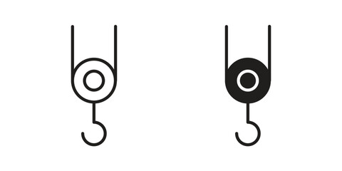 Winch hook icons concept. Vector Line Icon Design. Simple flat style