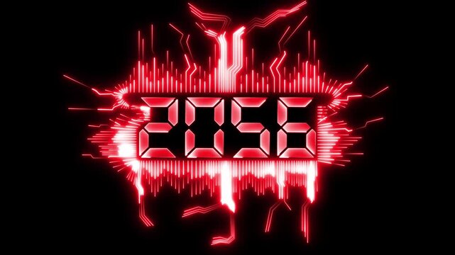 2056 neon line text. Abstract 2056 neon text animation, Glowing neon number text background. video animation . important year, important date 2056. Educational mathematics 2056 animation.