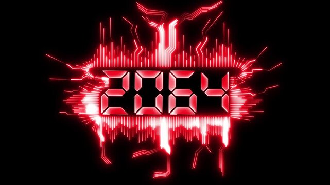 2064 neon line text. Abstract 2064 neon text animation, Glowing neon number text background. video animation . important year, important date 2064. Educational mathematics 2064 animation.