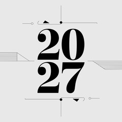 Clean 2027 sans-serif layout &ndash; Suitable for minimalist lifestyle content, posters, or annual planning.