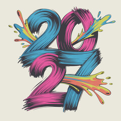 Colorful brush stroke 2027 text &ndash; Perfect for artistic promotions.