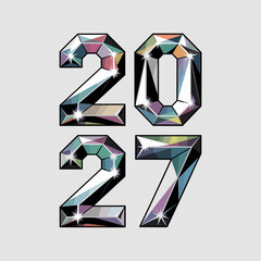 Geometric 2027 crystal segments with blue gradients - Suitable for tech-forward marketing, gem-themed designs, or elegant web headers.