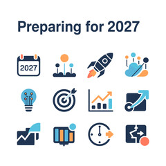 Vector icons for 2027 future planning and innovation &ndash; Perfect for startup branding, digital interfaces, or educational materials.