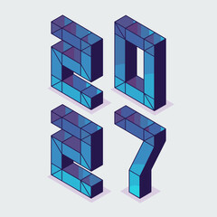 2027 isometric block number formation &ndash; Suitable for data building, infrastructure planning, or modern graphics.