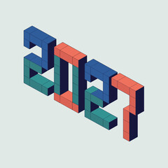 Colorful isometric numbers 2027 &ndash; Perfect for education, creative agency branding, or youth-oriented tech.