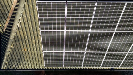 Solar panels on roof generating clean energy