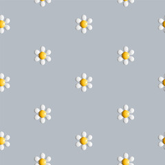 3d daisy white flower seamless pattern