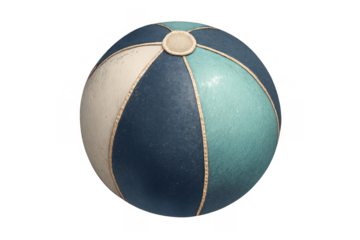 Colorful inflatable beach ball for summer recreation, holidays, and swimming pool enjoyment. Transparent background