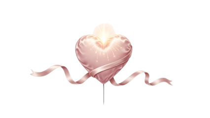 Beautiful pink heart shaped balloon with ribbon