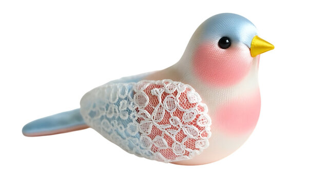 Beautiful bird figurine with lace wing