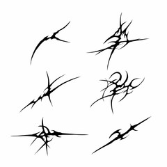 Set of neo tribal, abstract hand drawn organic shapes dark aesthetic vector elements	isolated on white background