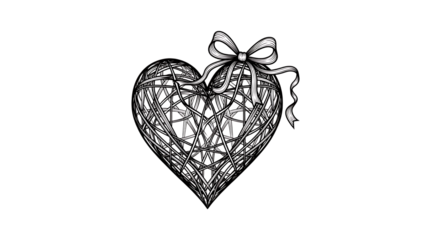 Beautiful hand drawn heart with ribbon