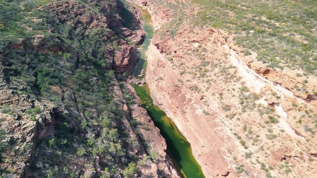 Stunning bird's-eye view of Z Bend rock formation and Canyon in Kalbarri National Park
