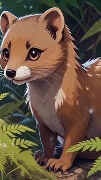 Wild weasel in its natural habitat