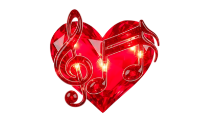 Heart with music notes and cassette tape