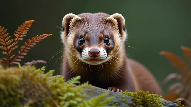Wild mink in its natural habitat