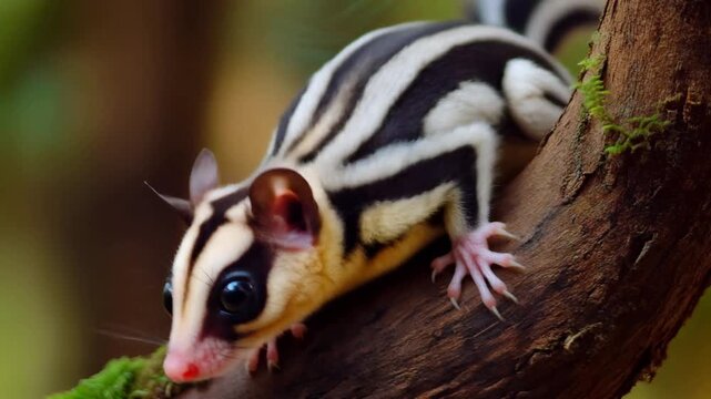 Wild sugar glider in its natural habitat