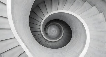 Abstract Concrete Spiral Staircase in Monochrome