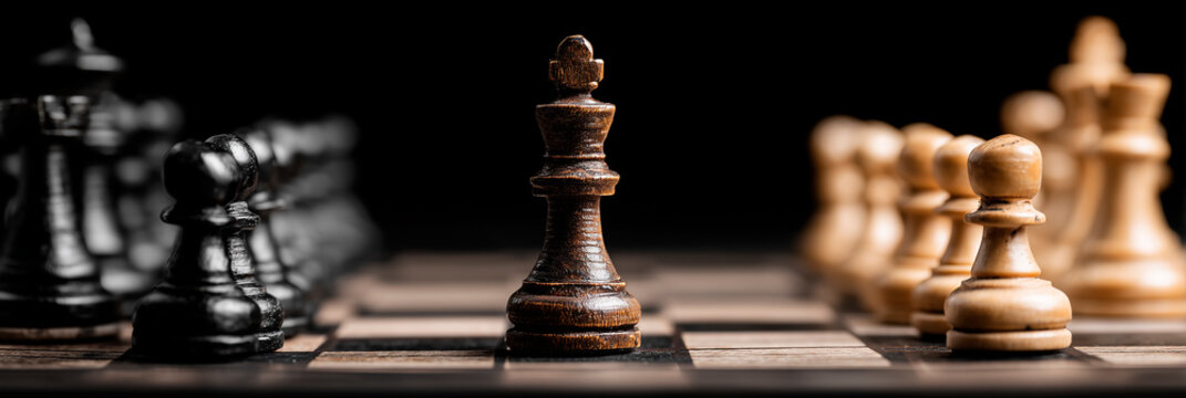 Chess board for business strategy and leadership assignment concept of team player or business team and leadership strategy or strategic planning and human resources organization risk management