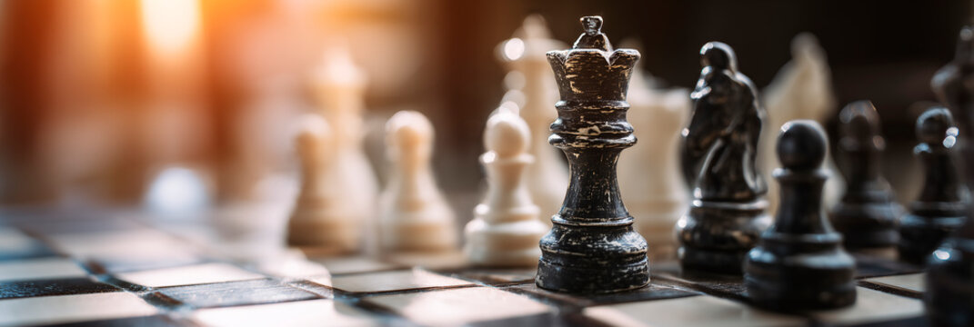 Chess board for business strategy and leadership assignment concept of team player or business team and leadership strategy or strategic planning and human resources organization risk management