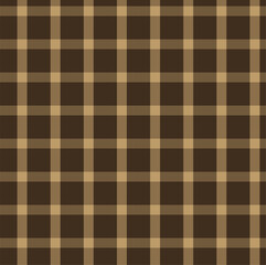 Seamless Brown Plaid Checkered Pattern in a classic Textile style. Repeating Background suitable for Fabric, fashion design, Wrapping paper, Wallpapers, Packaging, Scrapbooking, Digital backgrounds. 