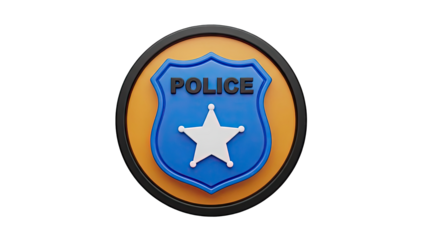 3D Police Badge Emblem with Star