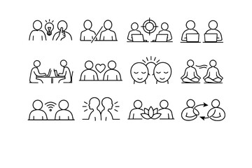 Icons focus icon coworking quiet mode vector collaboration mutual shared calm