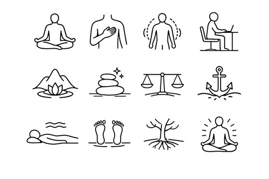 Step posture vector balance physical steady grounding icon silent somatic icons body