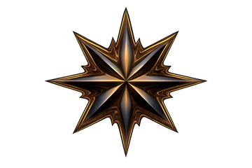 Eight point star symbol presenting shining metallic gold and dark bronze texture with intricate details