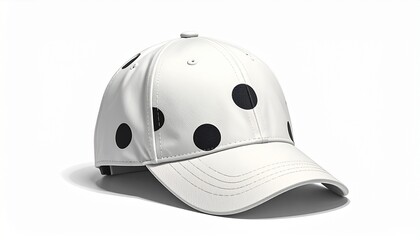 Fototapeta premium Plain cap with polka dot pattern, against white background