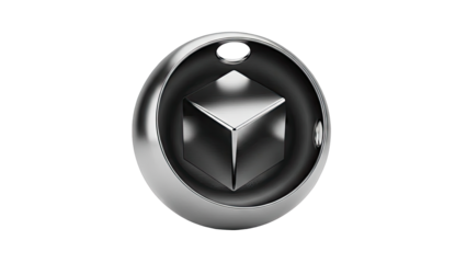 Abstract Chrome Cube in Sphere Icon