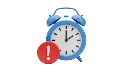 Alarm clock with exclamation mark icon