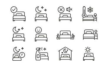 Icon vector icons setup room sleep nighttime cool quiet environment friendly