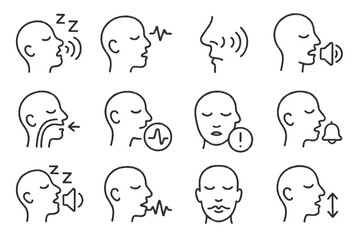 Night vector icons airway icon sleep sound breathing tracking monitoring pattern snoring