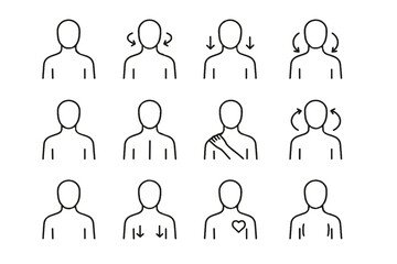 Shoulder care release icon posture calm shoulders icons minimalist vector roll cue