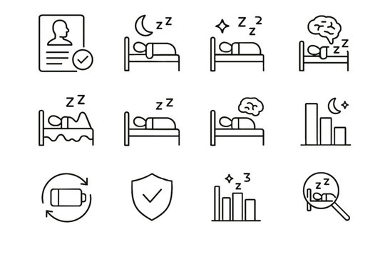 Recovery evaluation vector phase rest quality icons icon tracking insight sleep assessment