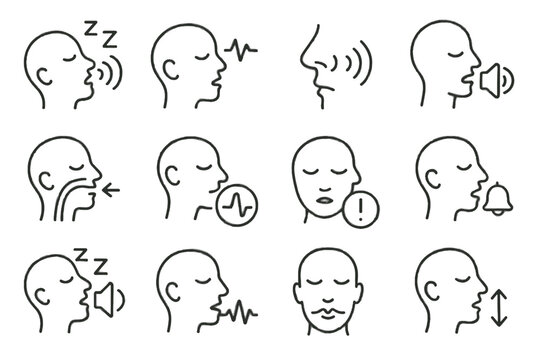 Night vector icons airway icon sleep sound breathing tracking monitoring pattern snoring