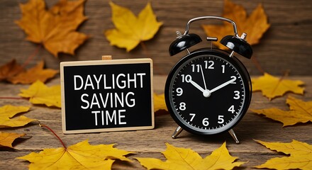 Daylight Saving Time Clock and Leaves