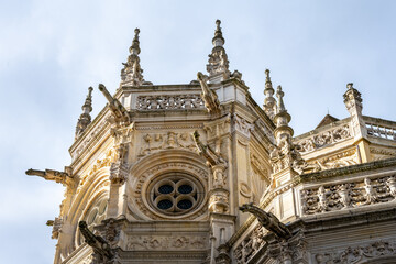 Detail of the church of Saint Pierre in Caen, Normandy, France. Sculptures and gargoyles