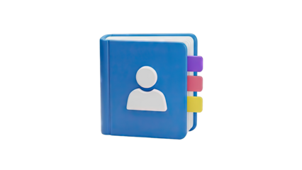 Blue Address Book with Person Icon and Tabs