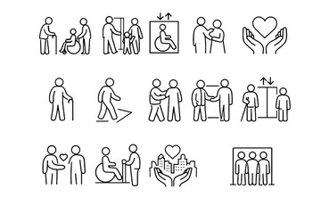 Icons icon priority clarity vector social mindful elevator awareness step kindness give
