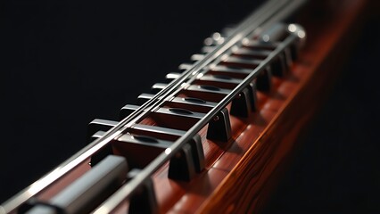 bassoon. A dark wood bassoon with silver keys, showcasing its elegant curves in a close-up view. tutorial guides, club newsletters, designed for sports & leisure club marketing.