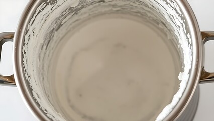 limescale. Interior of a metal kettle coated with thick white limescale deposits under side lighting. safety posters.