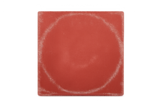 Red square block with subtle circular texture on transparent background creating an abstract design - Powered by Adobe