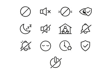 Mode off vector quiet disturbance icon enabled step icons notification time calm