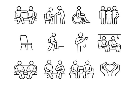 Inclusive respect icon courtesy icons public etiquette seating access vector transport offer - Powered by Adobe