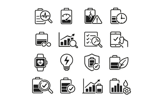 Icons battery review cue capacity health longevity icon calm insight vector step