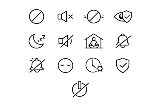 Mode off vector quiet disturbance icon enabled step icons notification time calm