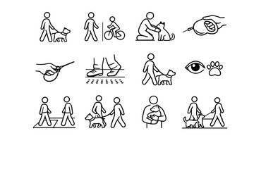 Courtesy pedestrian awareness urban icon pet vector handling leash focus safety animal