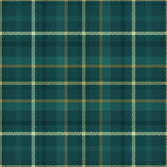 Green plaid seamless pattern. Repeated gold check ekose. Repeating checker fabric for design prints plaid. Checks square line. Tartan repeat textile. Vichi cloth. Scottish flannel. Vector illustration